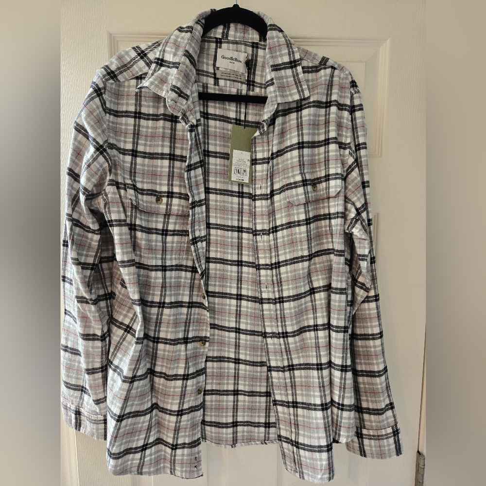 Men's Flannel Size Large Goodfellow & Co. Grey/White/Black